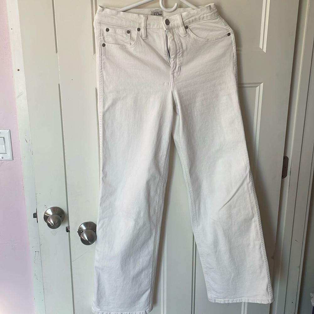 J. Crew winter white, straight leg denim jeans